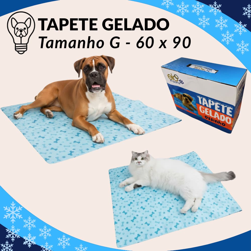 Tapete Gelado Refrescante Pets Anti Calor p/ Cachorro e Gato Tamanho G - 60x90cm