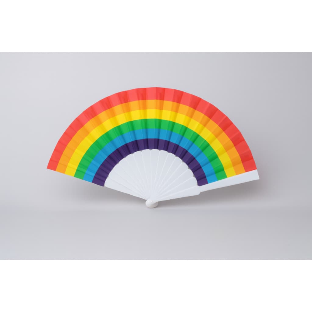Leque De Mão Arco Íris 43 cm
