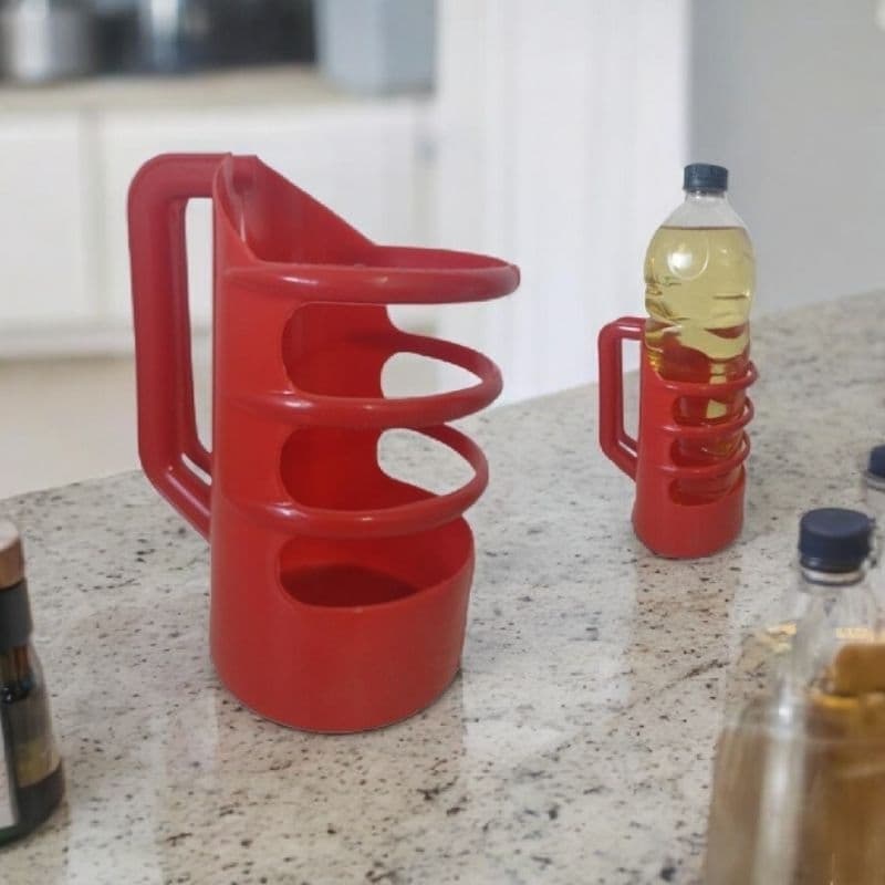 Suporte para Garrafa de Óleo com Alça – Praticidade e Segurança na Cozinha
