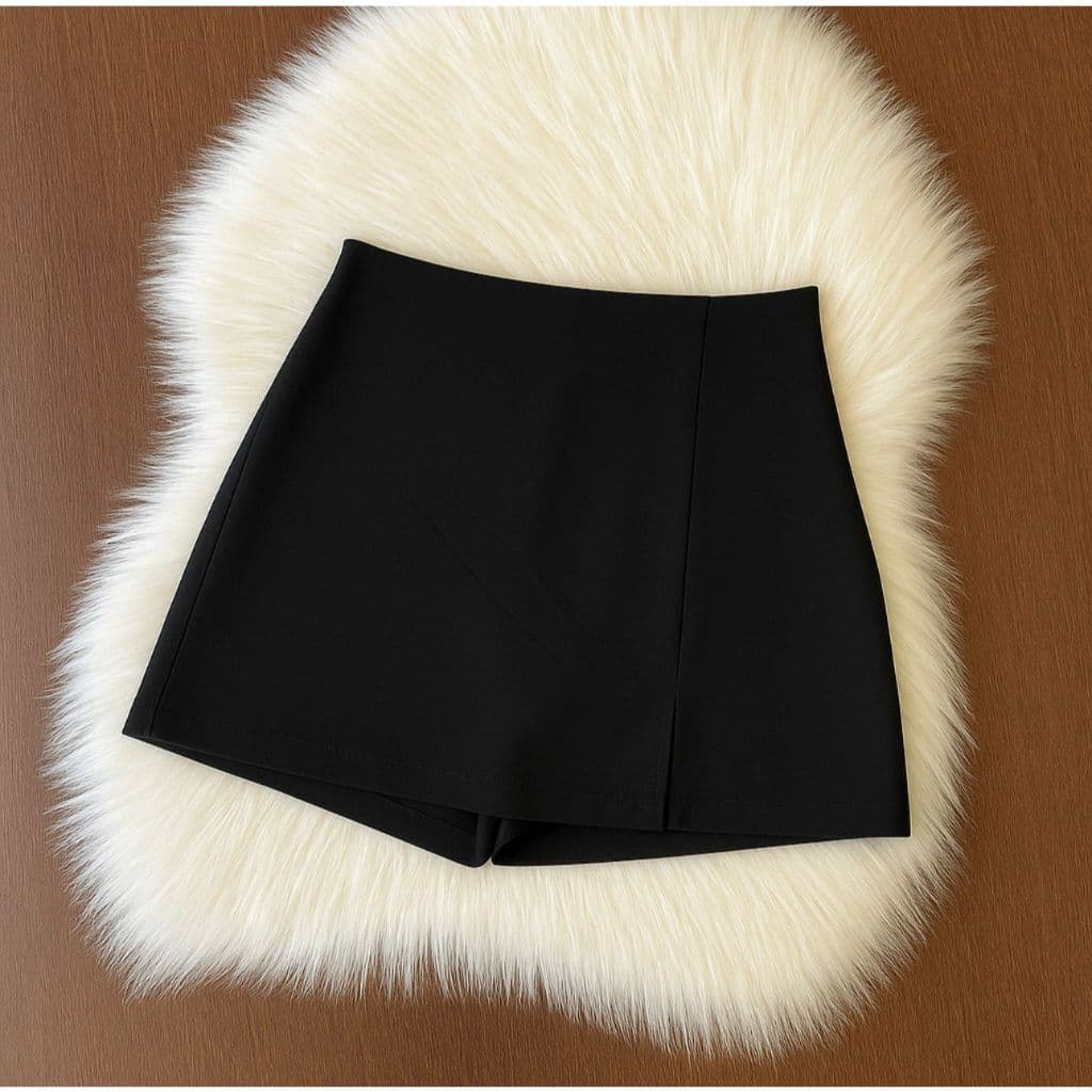 Short Saia Alfaiatria Social Fenda Ziper Lateral Moda Tendecia Roupas Femininas Promoçao