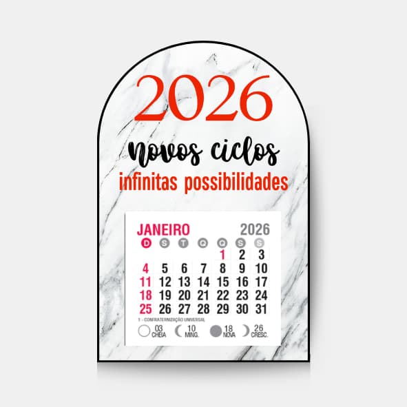 10 a 40 Mini Calendário Imã de Geladeira 2026 7x10,7cm  Mimo p/ cliente