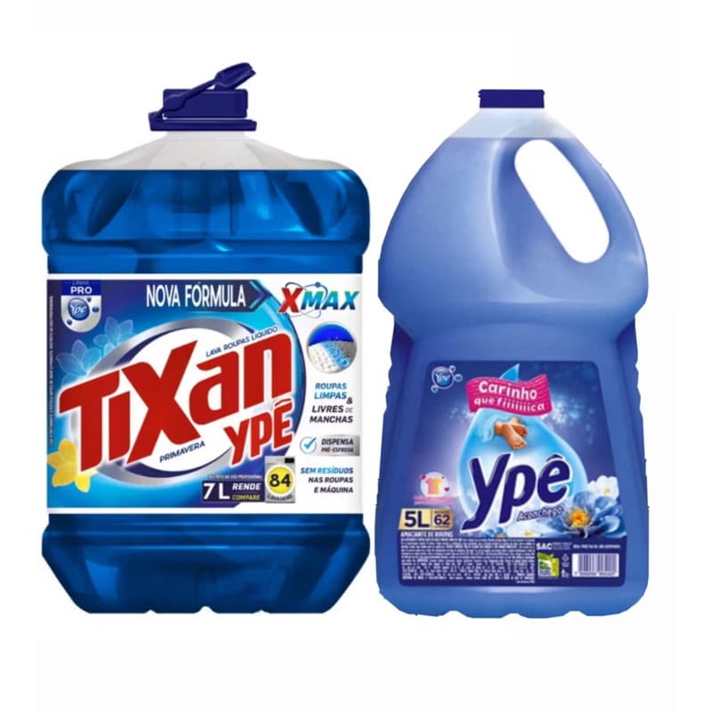 Kit Lava Roupa líquido Tixan 7 L +  Amaciante YPÊ Aconchego 5 L