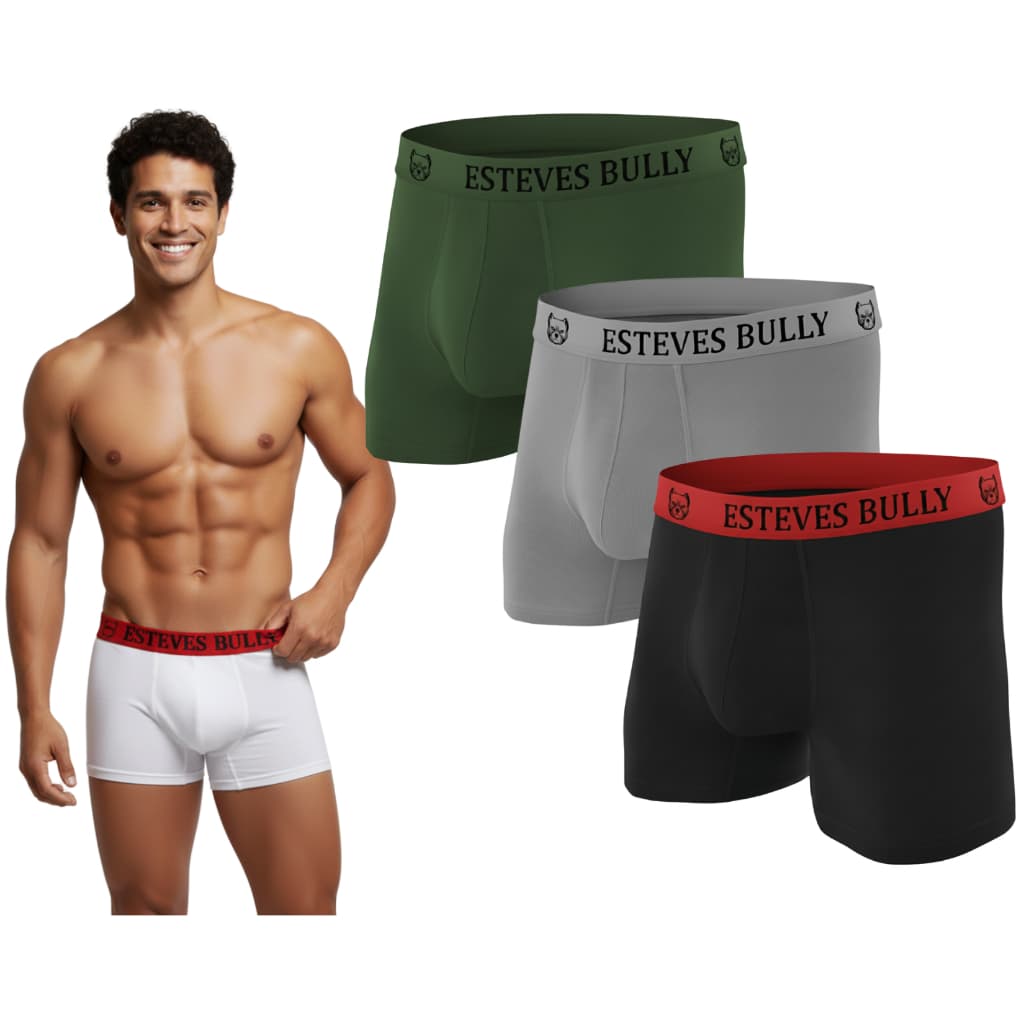 Kit com 3 Cuecas Boxers Masculino Adulto Cueca Box Premium Com Forro 100% Algodão
