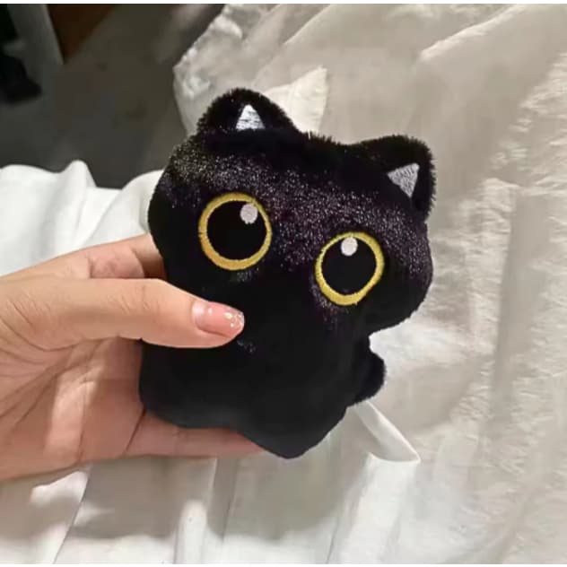Gato de Pelúcia Preto 12cm - Chaveiro Fofinho Pronta Entrega Coleção Kawaii Brasil Colecionável