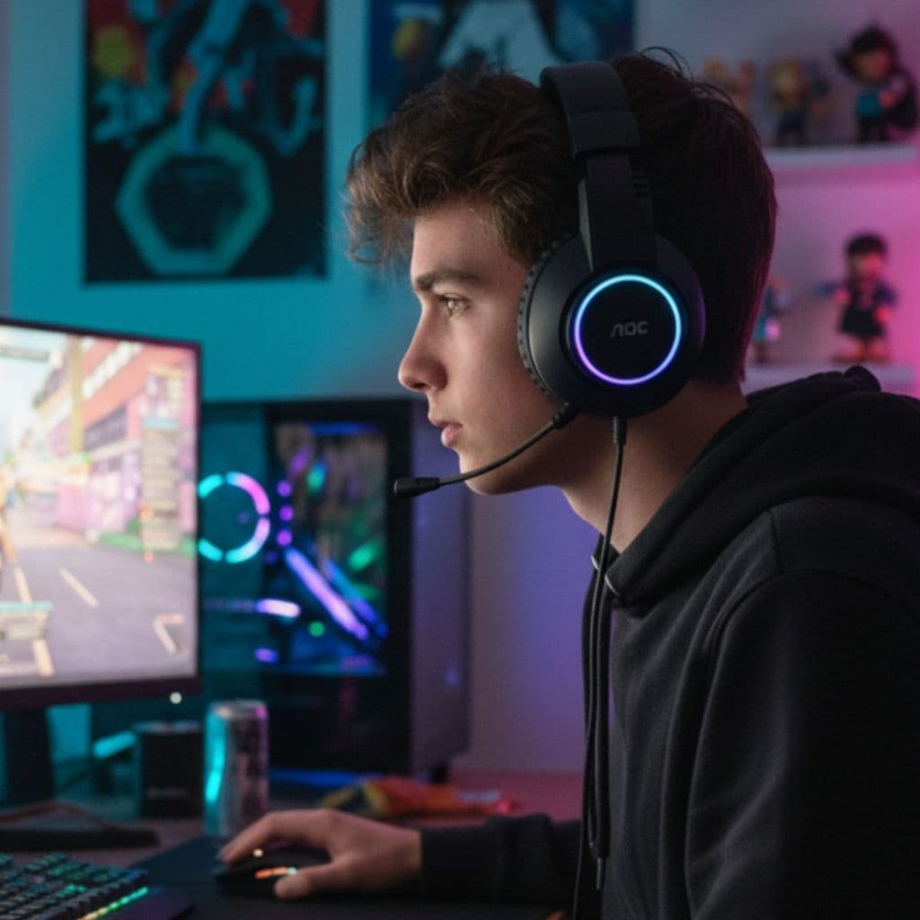 Kit Gamer Headset + Mouse USB Potente Ergonômico Veloz Moderno Luz RGB Gaming Fones