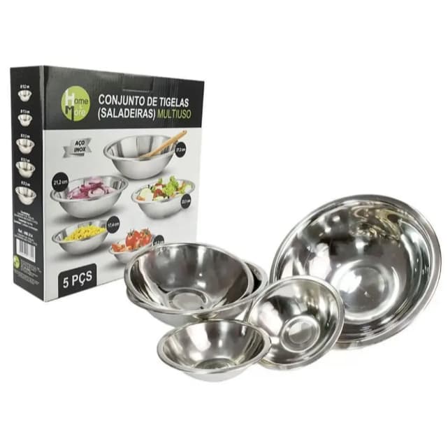 Kit Tigela Bowl Saladeira Multiuso Organizador de Alimentos Prático para Cozinha