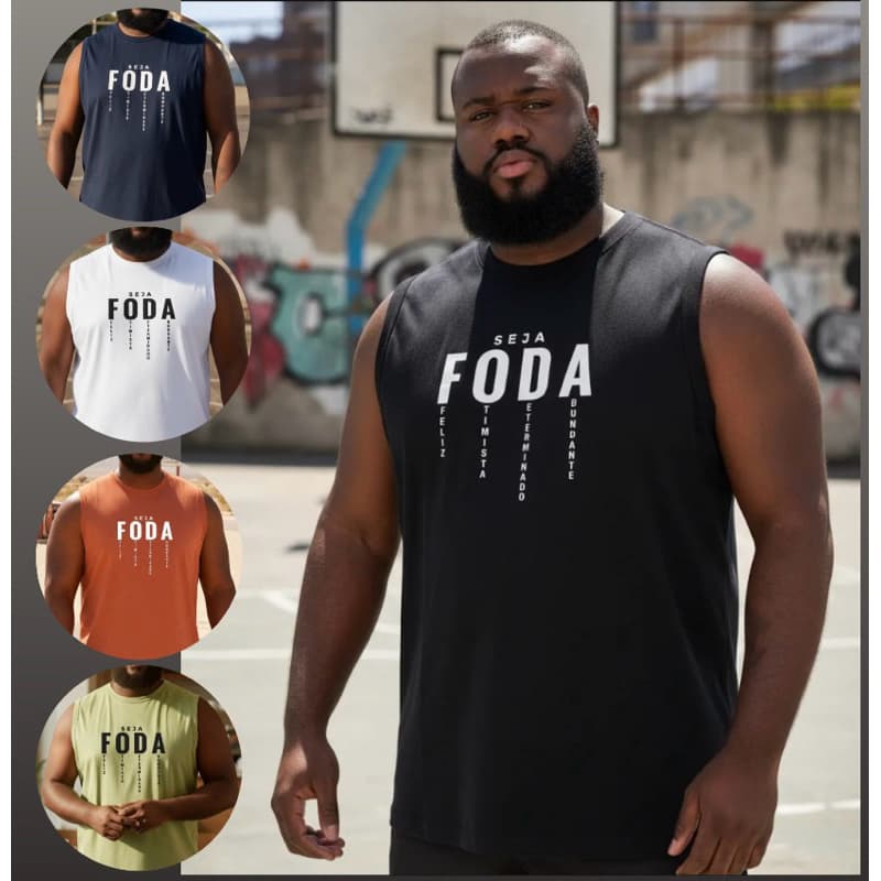 Camiseta Masculina Machão Plus Size Regata Estampada Seja F*D* Veste do P ao G4 100% Algodão Gold