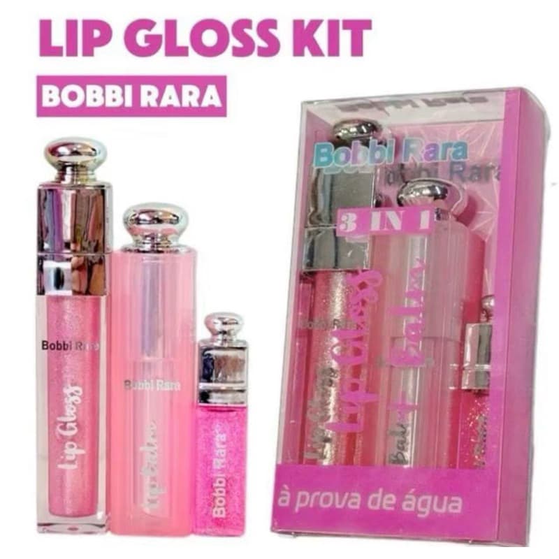Kit Lip Gloss Bobbi Rara 3 em 1 | Brilho Intenso + Efeito Hidratante | À Prova d’Água