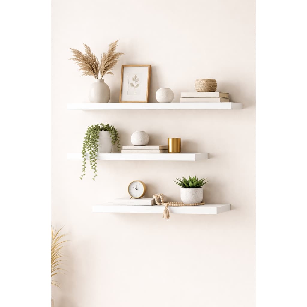 Kit 3 prateleiras 120x20cm + 100x20cm + 80x20cm Luxo MDF alta qualidade