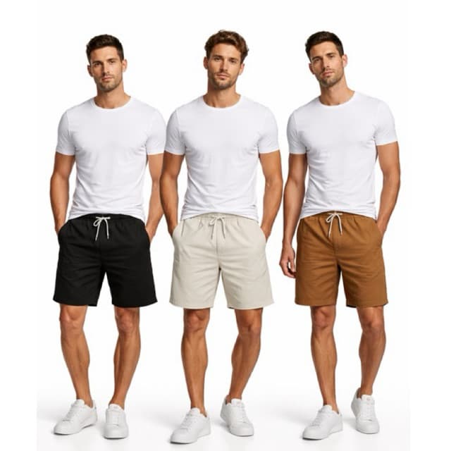 Kit 3 short Linho Masculino Bermuda Premium