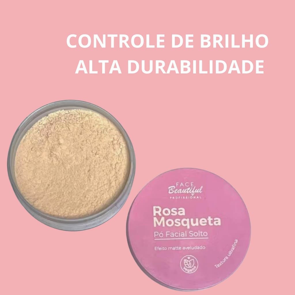 Pó Facial Solto Face Beautiful 10g com Acabamento Matte Aveludado ALTA DURABILIDADE CONTROLE DE BRILHO