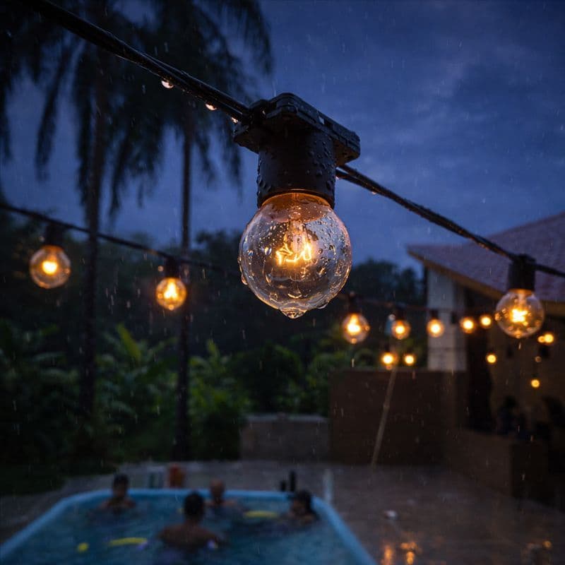 Varal de luz para área externa com 25m + 25 LÂMPADAS INCANDESCENTES INCLUSAS! 15w 127V e 220V