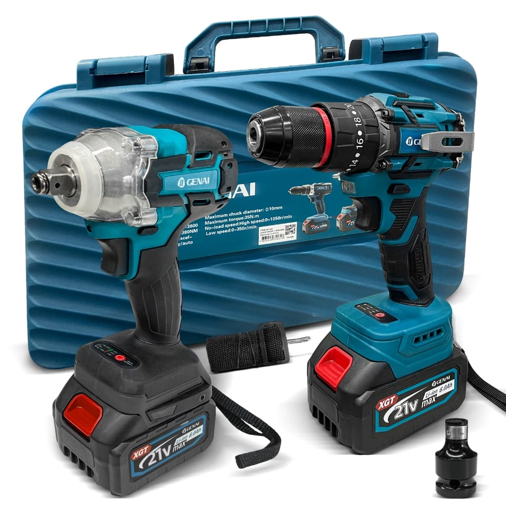 Kit 2 Em 1 Parafusadeira E Chave De Impacto 21V + Maleta Liquida