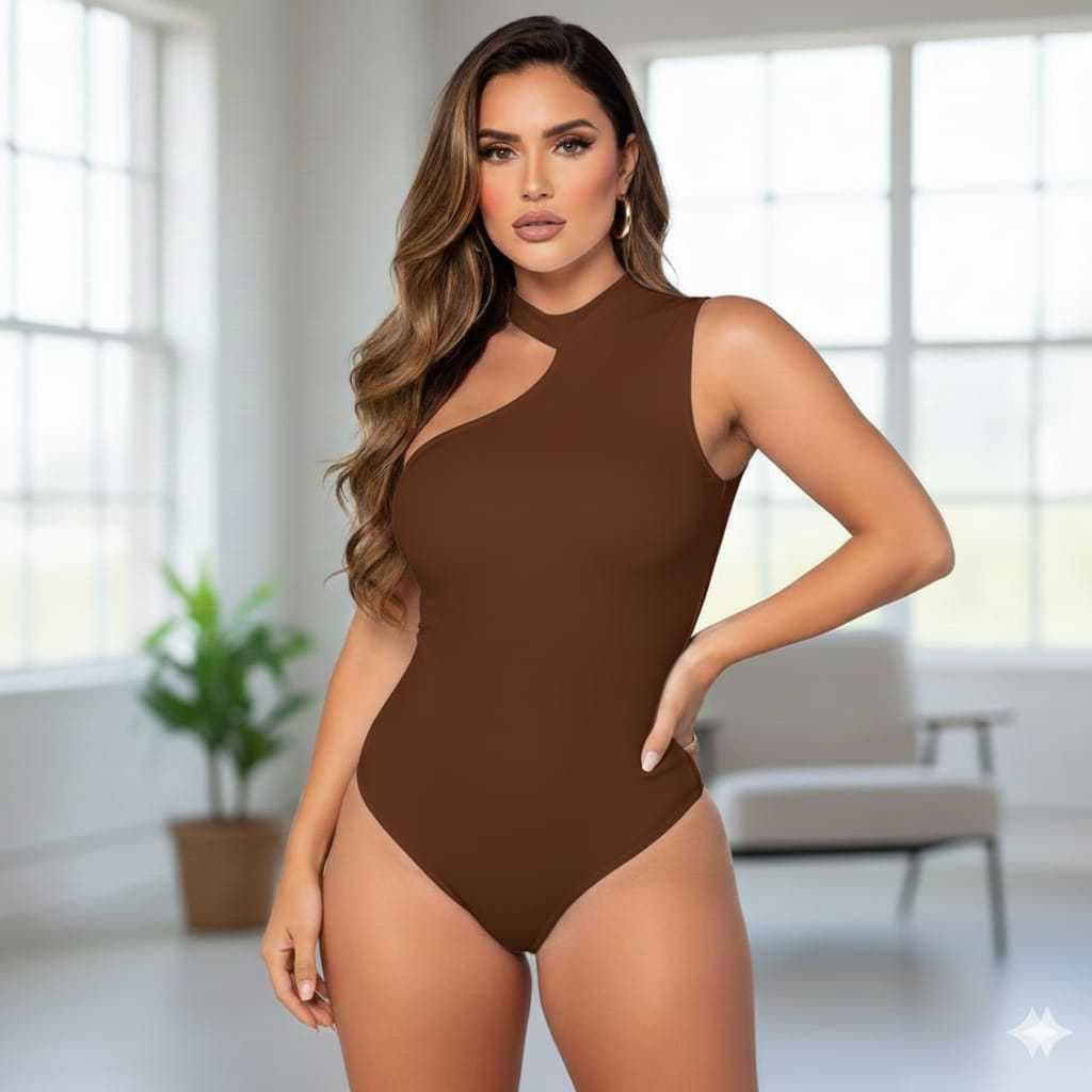 Body Feminino Suplex Premium Gola Alta Ombro Só Sensual Elegante Moda Blogueira
