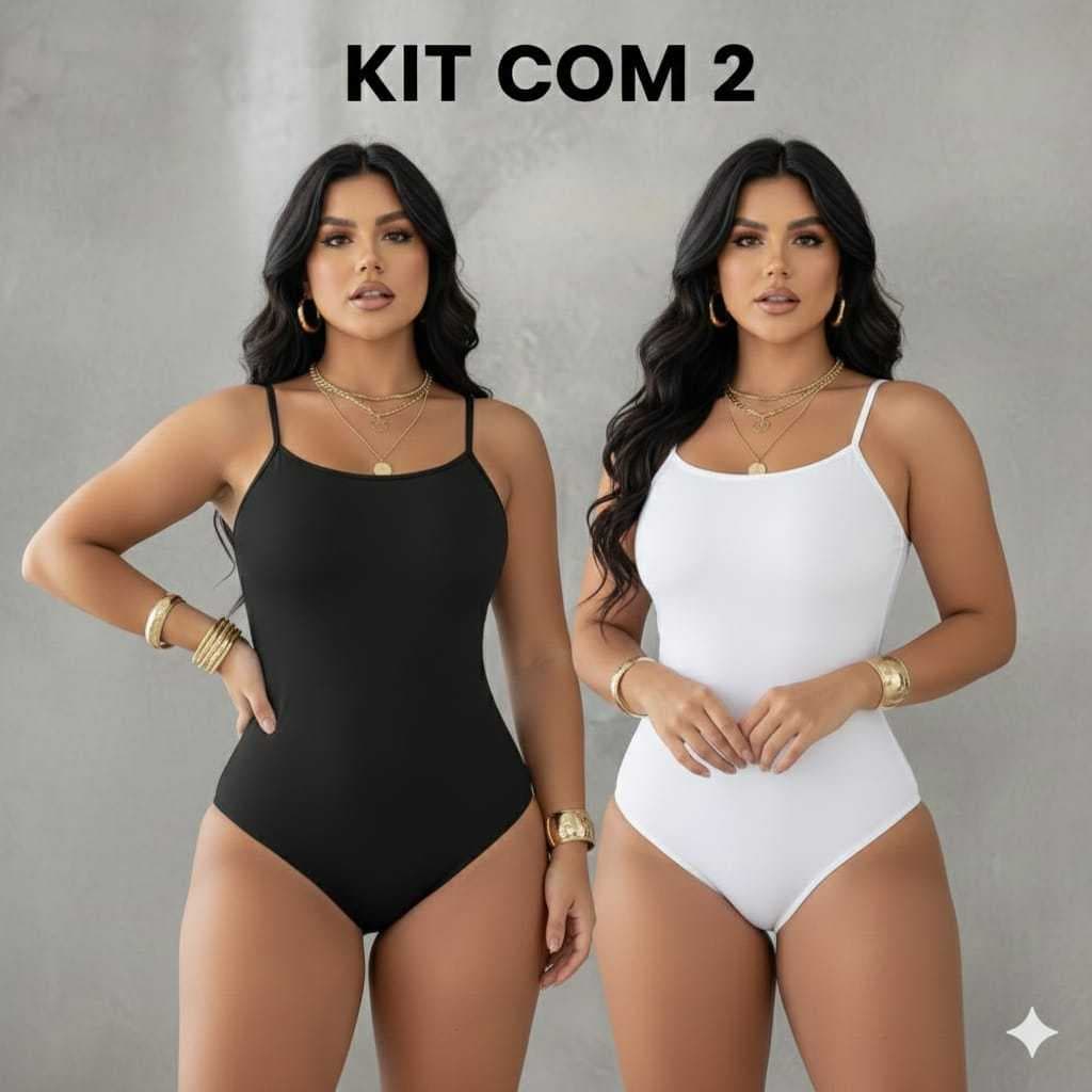 Kit 2 Body feminino Sexi Alcinha Decote Reto Bory Tecido Suplex Premium Moda  Verão 2026