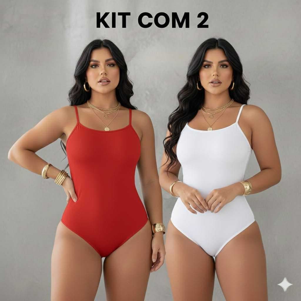 Kit 2 Body Feminino Suplex Premium Alça Fina Decote Quadrado Sem Bojo Forrado Verão 2026