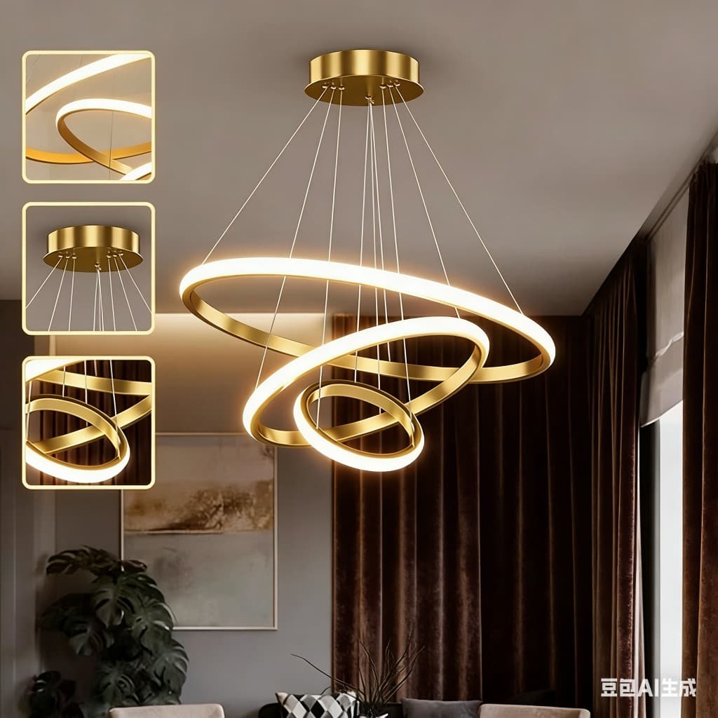 （110V/220V）Lustre LED Minimalista Nórdico - 3 Modos de Luz, Ideal para Sala e Cozinha, Iluminação Soft e Econômica -O15