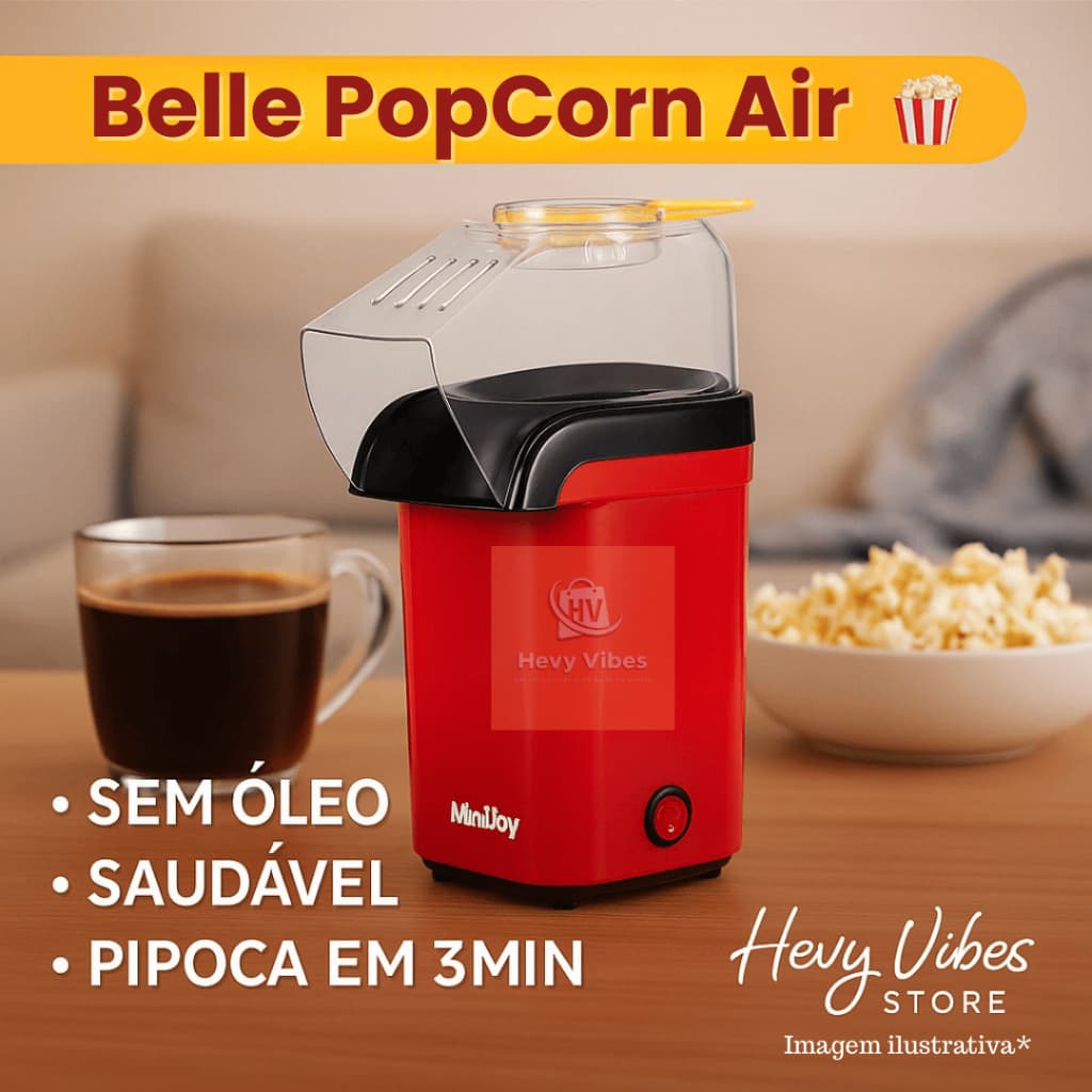 Pipoqueira Elétrica Ar Quente Vermelha 1200W 110v - Máquina de Fazer Pipoca Sem Óleo Minijoy