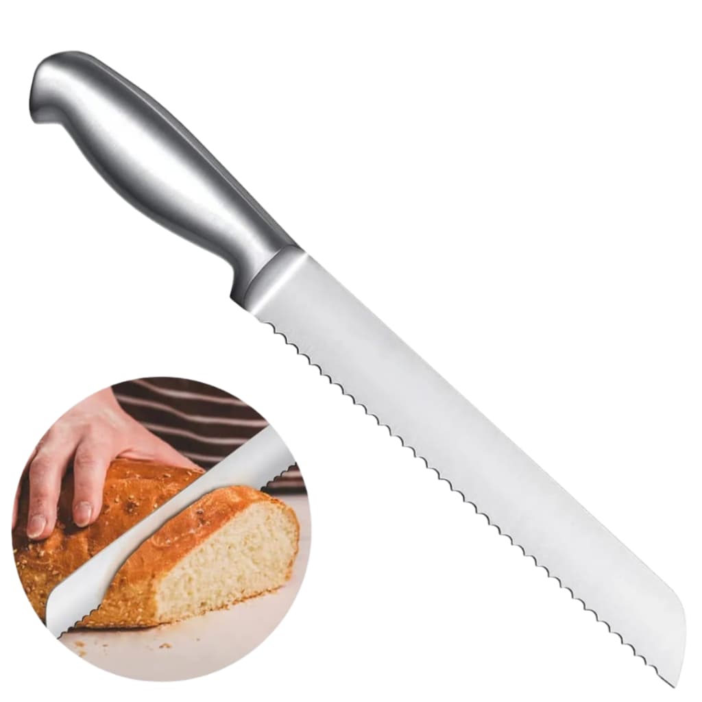 Faca Pão Profissional 8 Polegadas Aço inox Inteiriça Serrinha Corte Preciso Utensilho Cozinha lavavel Na Lava-Louças