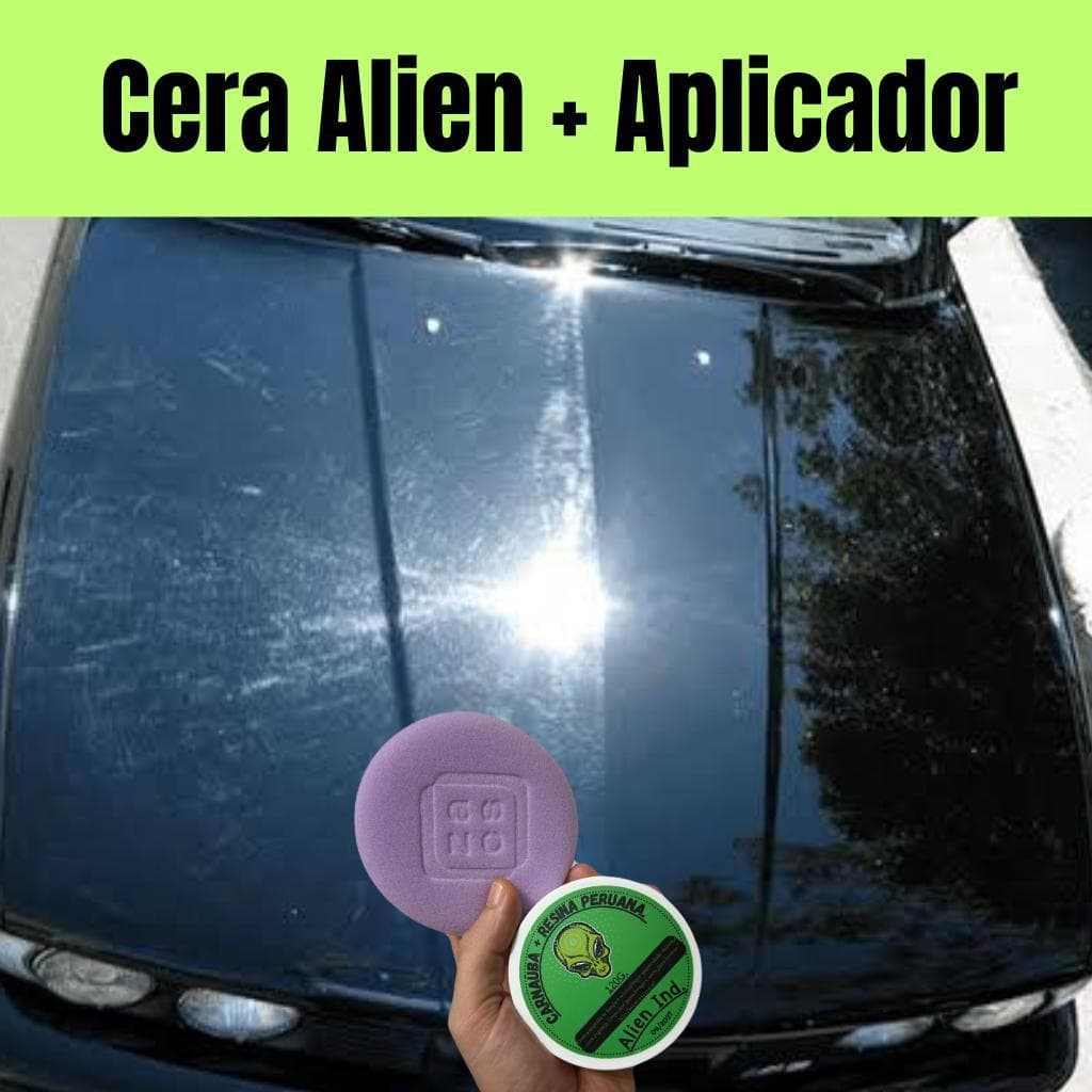 Kit Cera Alien Ind. + Aplicador Zacs Revitalizadora P/ Riscos, Pintura Queimada, Brilho e Polimento