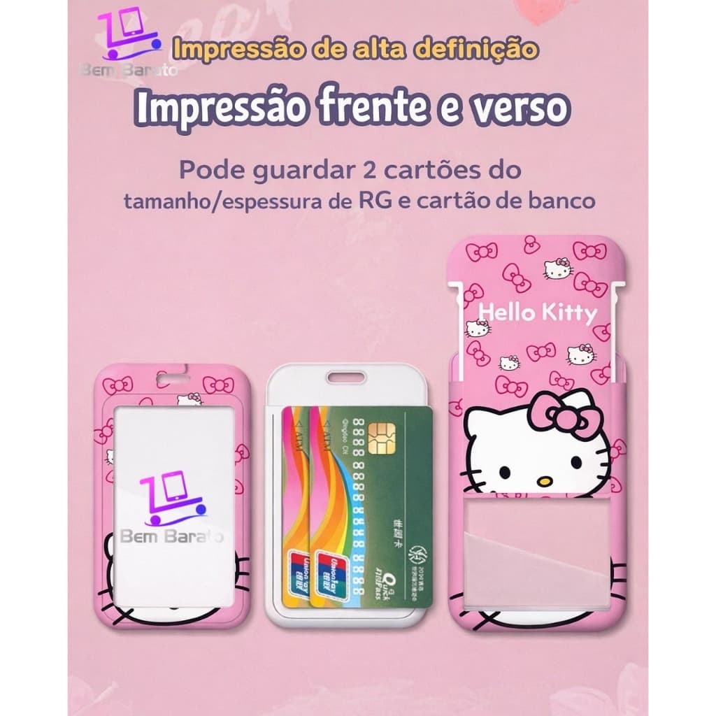 Porta-cartões com cordão de Gatinho, porta-crachá ou porta-cartões de trabalho