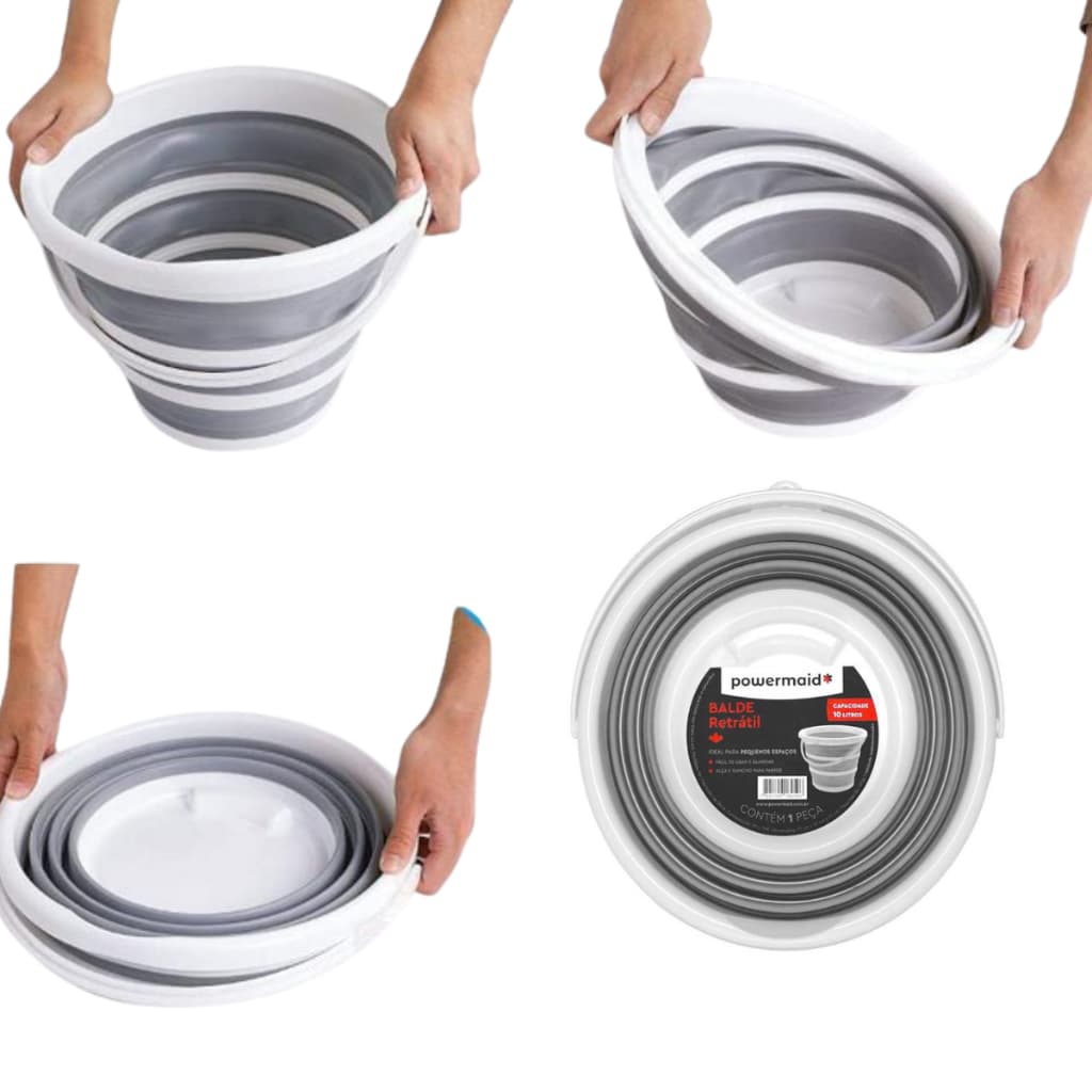 Balde Retrátil 10L em Silicone Dobrável com Alça Compacto Limpeza no Geral