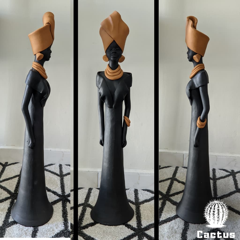 Estátua Africana de barro decorativa 60 CM estatueta para sala escultura gesso artesanato nordestino