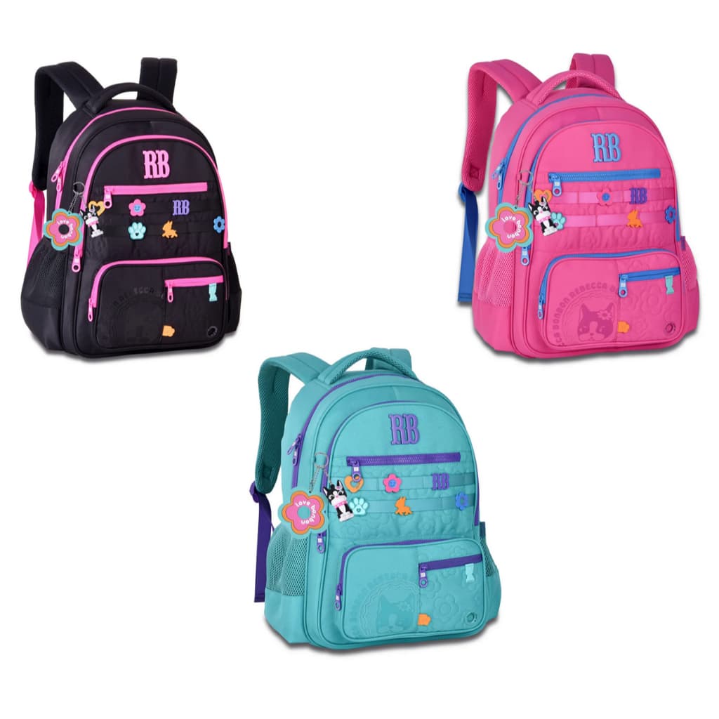 Mochila Rebecca Bonbon de Costas Flower Power 17,5" Escolar Juvenil Original Lançamento RB26231