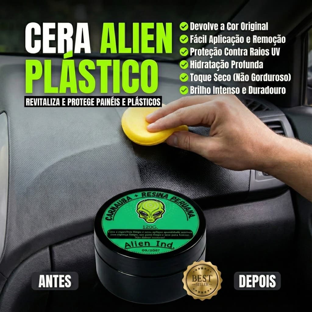 Cera Alien Automotiva Revitalizadora – Plástico, Painel, Borracha, Couro e Para-Choque