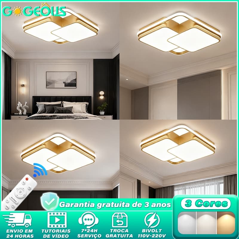 110V-220V Luminária de teto Moderna LED 3 Cores Lustre para Corredor Sala Quarto Cozinha 18