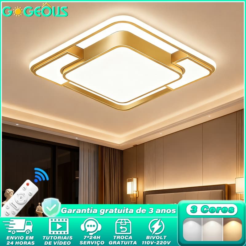110V-220V Luminária de teto Moderna LED 3 Cores Lustre para Corredor Sala Quarto Cozinha 19
