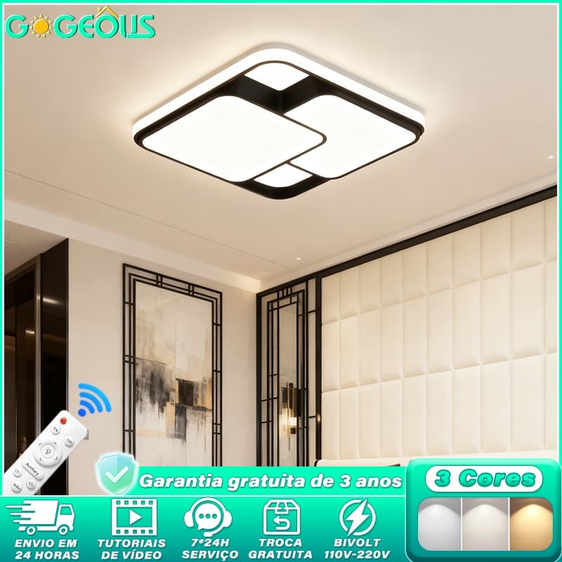 110V-220V Luminária de teto Moderna LED 3 Cores Lustre para Corredor Sala Quarto Cozinha 15