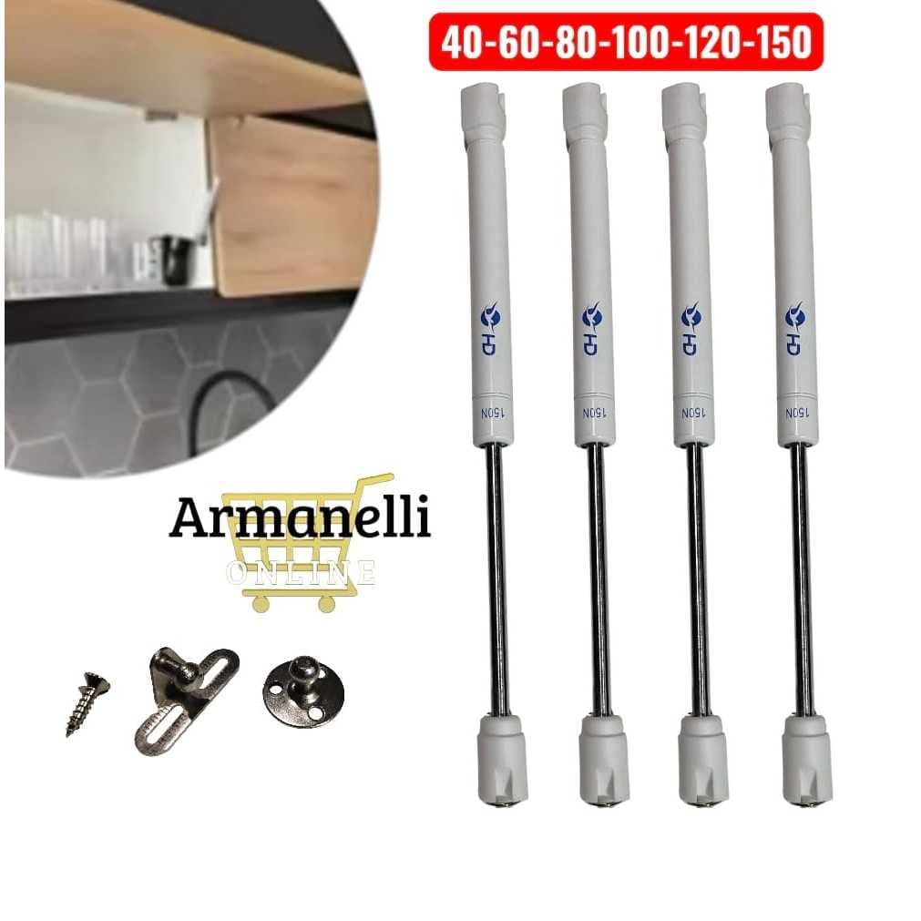 Kit 04 Pistão a Gás para Armário Basculante | Amortecedor para Porta de Móvel | Reposição 40N a 150N