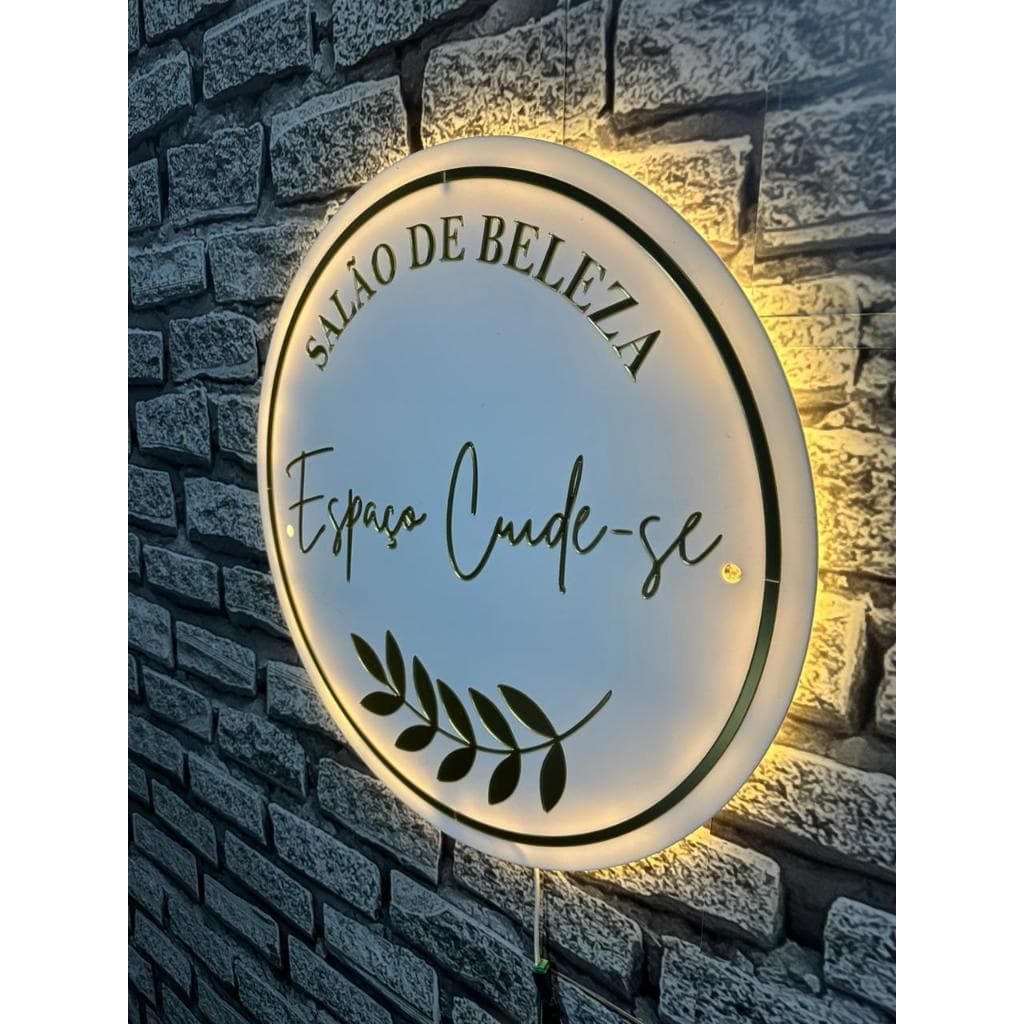 Logo em Acrílico Espelhado c/ Led - Redondo | Logomarca em Acrílico 2mm