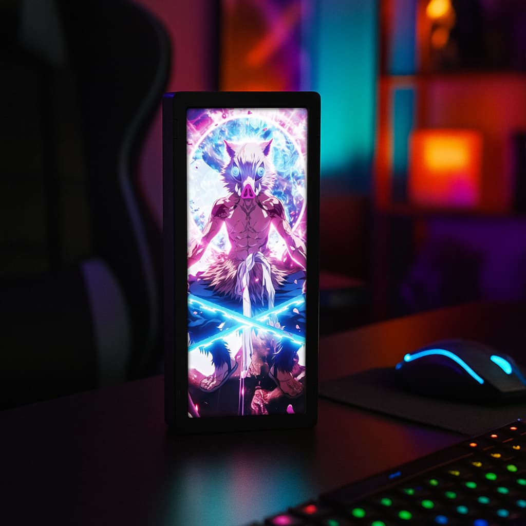 Luminária Gamer Exclusiva Do Anime Demon Slayer Javali Inosuke Hashibira Presente Geek Setup Gamer