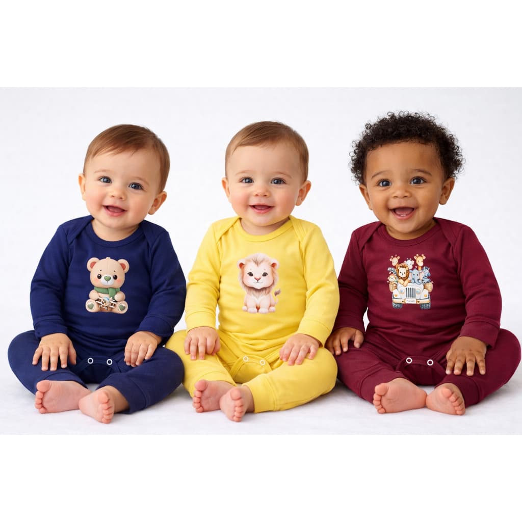 Kit 6 Peças Bebe Body Longo 3 Body e 3 Calças Menino e Menina Masculino Recém Nascido