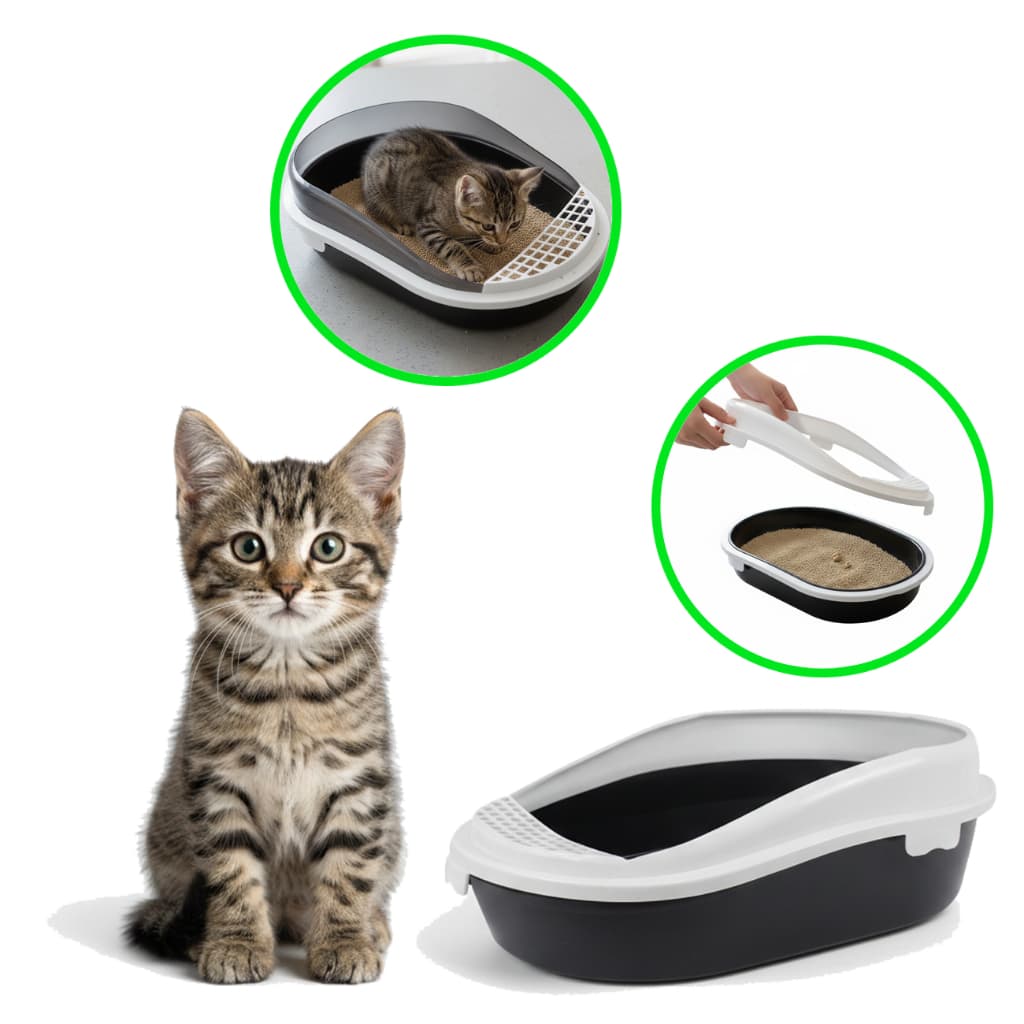 Sanitário Para Gatos Banheira Smart Com Arco Protetor E Grade Limpa Patas Grande Premium