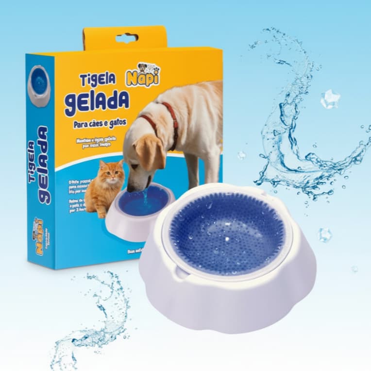Tigela Bebedouro Gelado Para Cães e Gato Antiderrapante 500ML Ou 1L