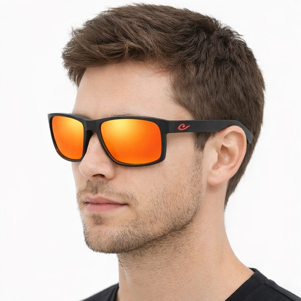 Óculos De Sol Laranja Espelhado Praia Surf Polarizado Uv Iceman 188