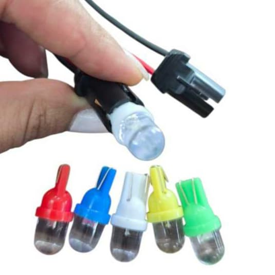 Chicote Soquete Conector T10 + Lâmpadas Pingo T10 4 Led Lanterna Farolete Luz de posição Ré Teto