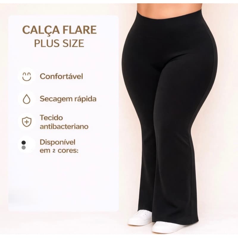 Calça Flare Plus Size Feminina Bailarina Suplex
