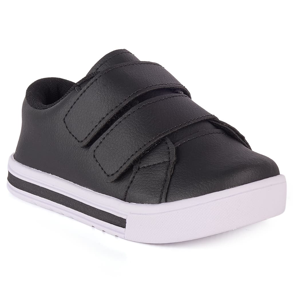 Tênis Infantil Menino Preto Velcro Confortável Masculino Casual Calce Fácil Volta ás Aulas Dia a Dia