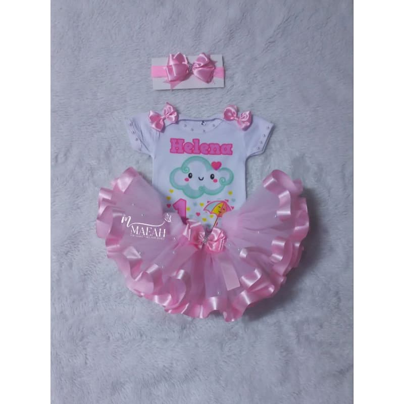 Fantasia Chuva De Amor Chuva De Bênçãos Adulto e Infantil 6,8,10 e 12 anos Conjunto Completo Camiseta Saia de Tutu