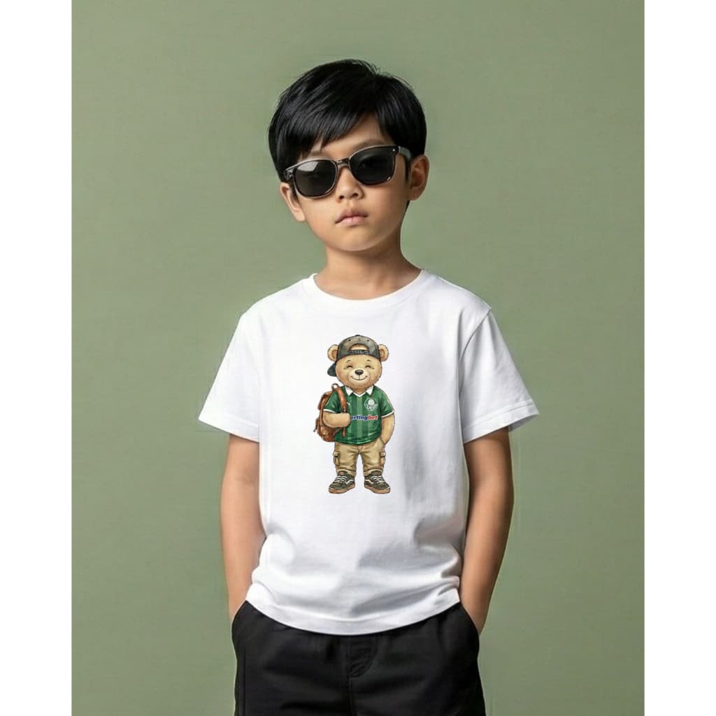 Camiseta Infantil Urban Bears Urso Palmeiras Algodão Conforto Estilosa