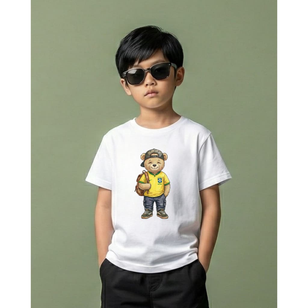 Camiseta Infantil Estampa Urso Brasil Lançamento Urban Bears Estilosa Conforto