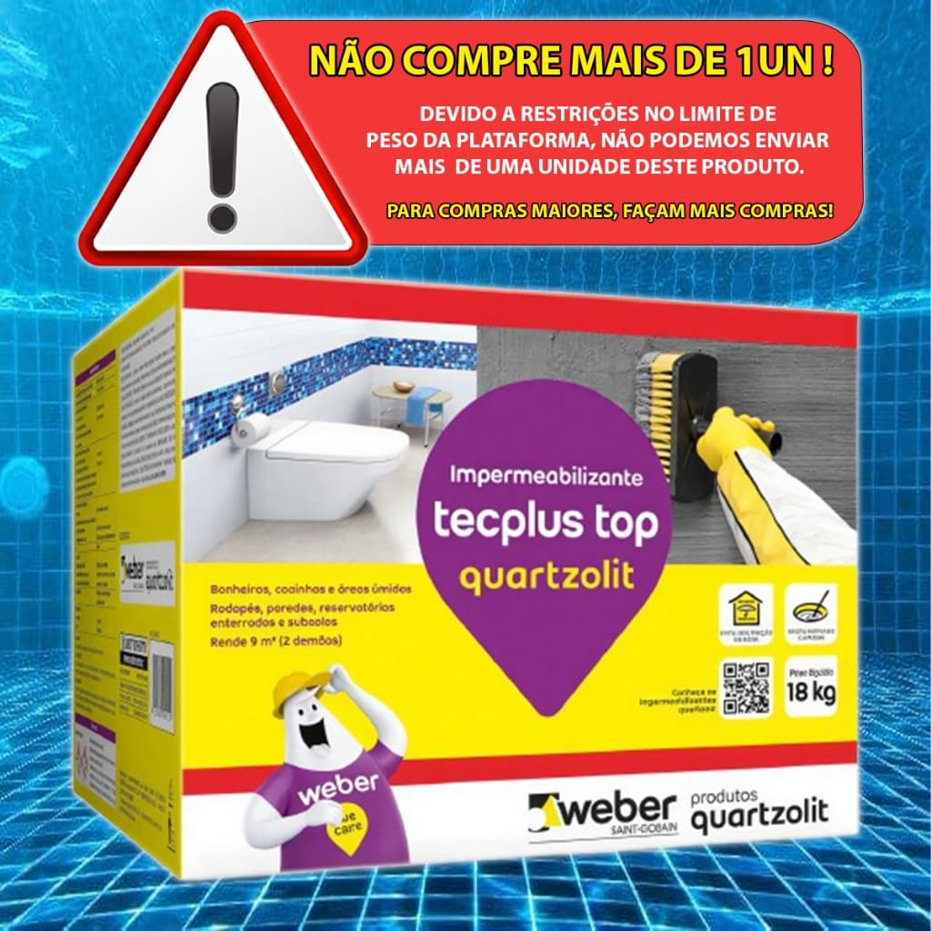 Impermeabilizante Tecplus Top 1000 18kg Quartzolit - APENAS 1 UNIDADE POR PEDIDO