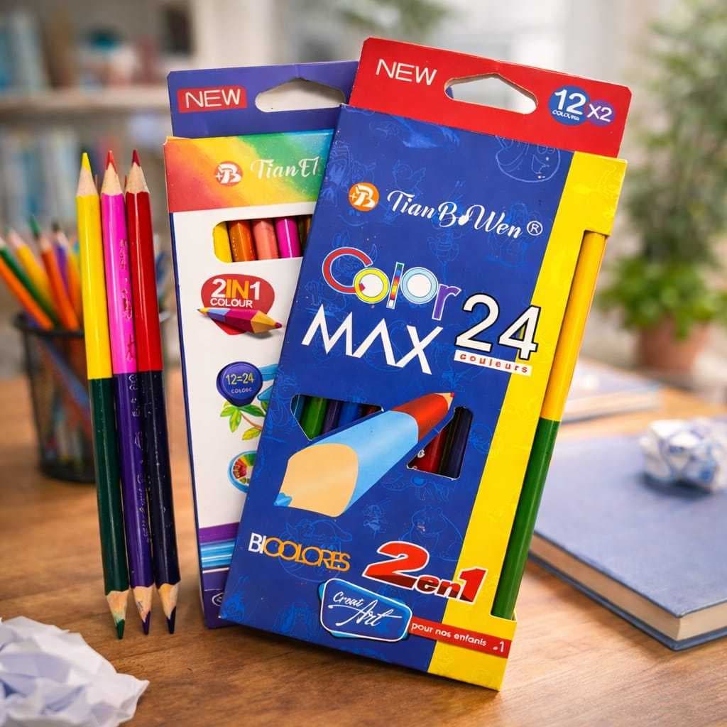 Lápis de Cor 24 Cores Multicolor Vivas e Fortes para Escola e Desenho Infantil Madeira Resistente BN