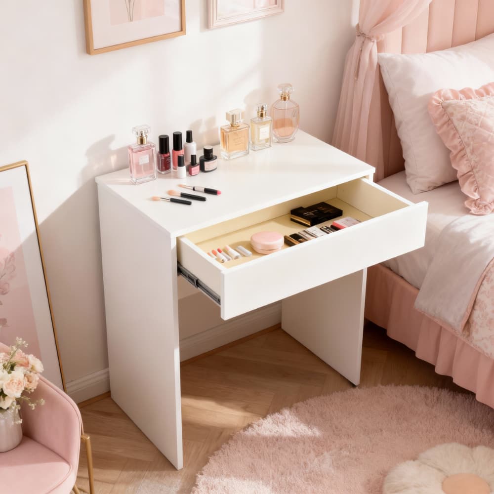 Escrivaninha Mesa 70cm Com Gaveta Branco MDF Home Office Escritório Notebook Computador Compacta