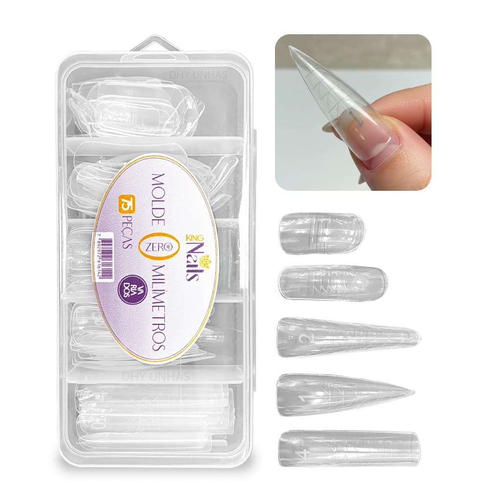 Molde F1 Dual Form King Nails 75 Pçs – 5 Formatos 0mm