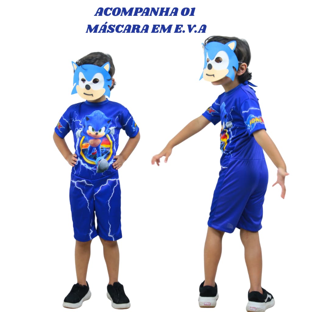 Roupa Infantil Fantasia  de Aniversário Sonic